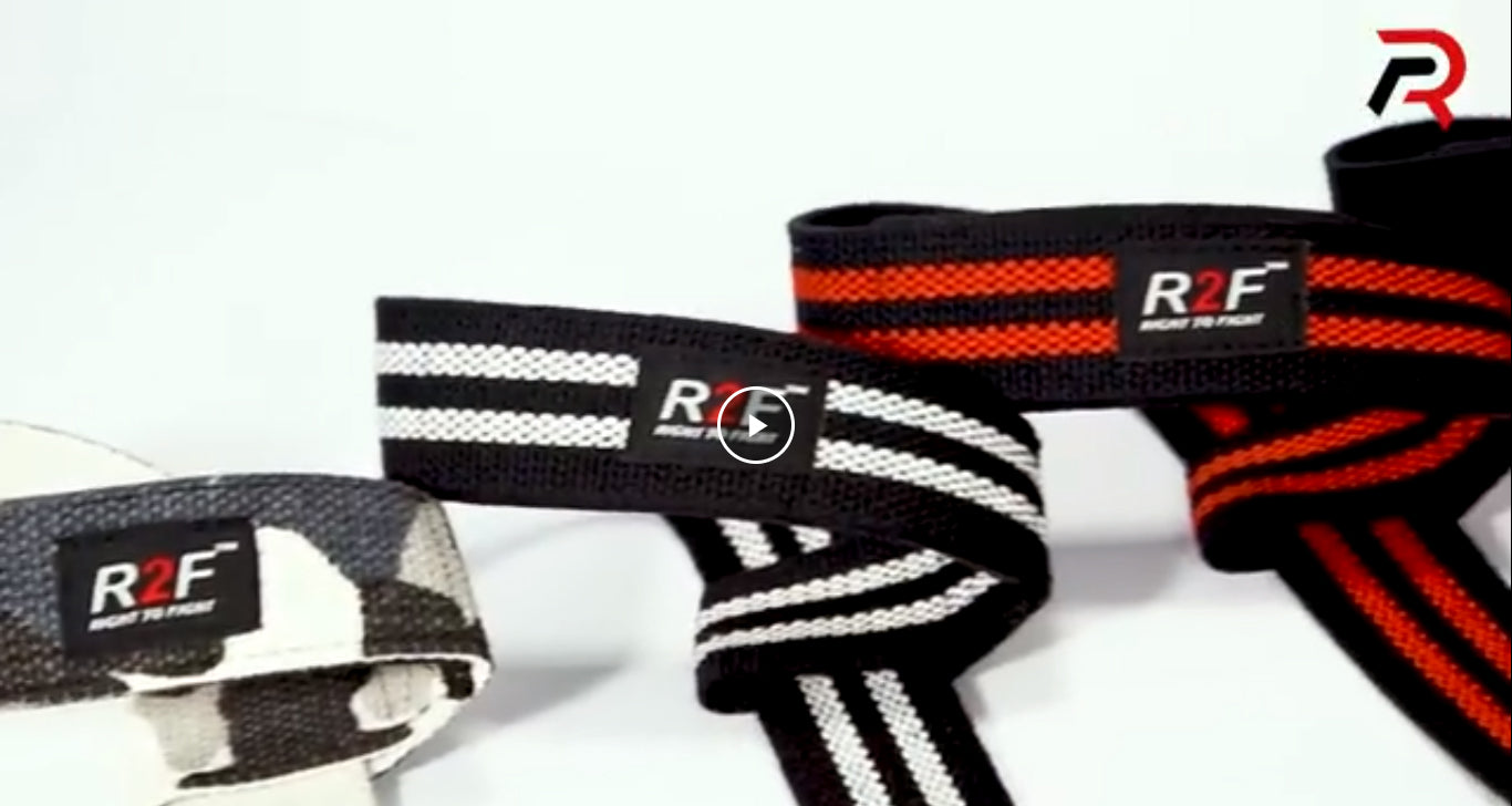 Load video: R2F Lifting Straps - Wrist Supports for Gym 5MM Neoprene Padded, Anti Slip 60CM Weight Lifting Straps Bar Grips Gym Straps Workout, Bodybuilding, Soft Cotton, Fitness Strength Training