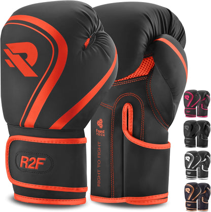 R2F Raven Noir Guantoni da boxe Pro Sparring Pelle vegana MMA Kickboxing 10oz, 12oz, 14oz, 16oz
