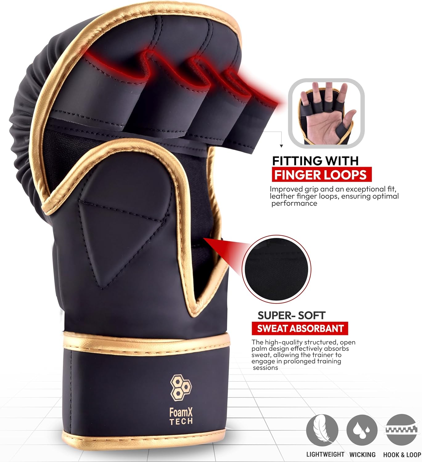 R2F Raven Noir MMA Gloves Martial Arts Vegan Leather UFC Cage Fighting
