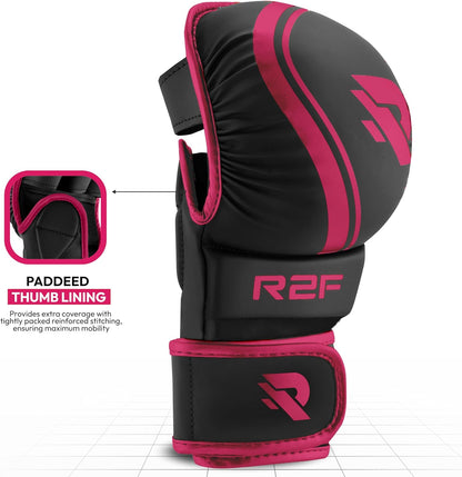 R2F Raven Noir MMA-Handschuhe, Kampfsport, veganes Leder, UFC, Käfigkampf