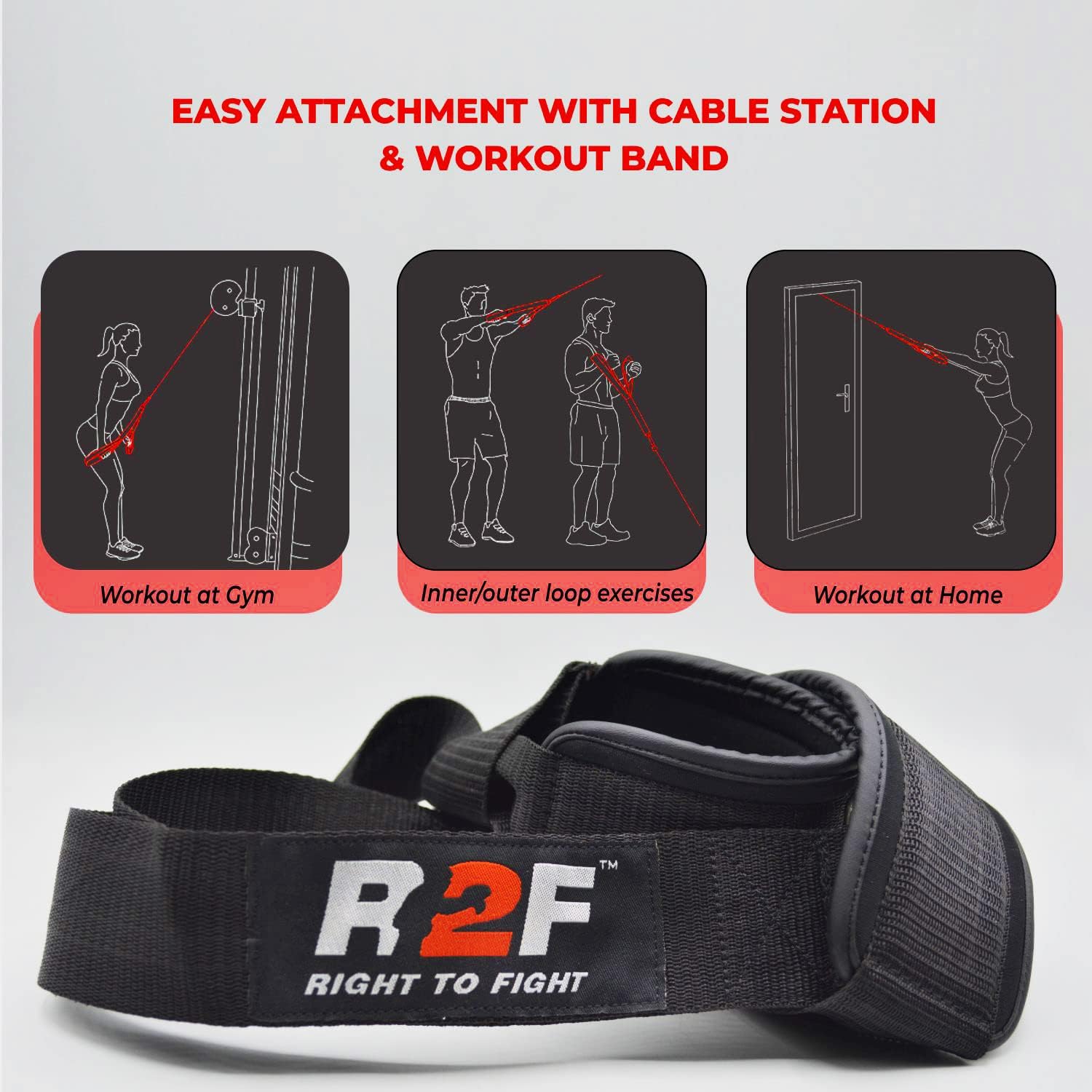 R2F Tricep Rope Cable Machine Attachment Nylon Heavy Duty Rope Cable Attachment for Fitness with Non-Slip Handles Multi Gym Fitness Workout, Biceps, Triceps, Gym or Home or Anywhere.
