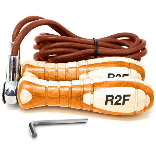 R2F Leather Skipping Rope is made of the finest leather that's stronger and more durable than cotton. At 9.3 feet in length, it provides a smooth, continuous motion when skipping and is perfect for improving coordination.