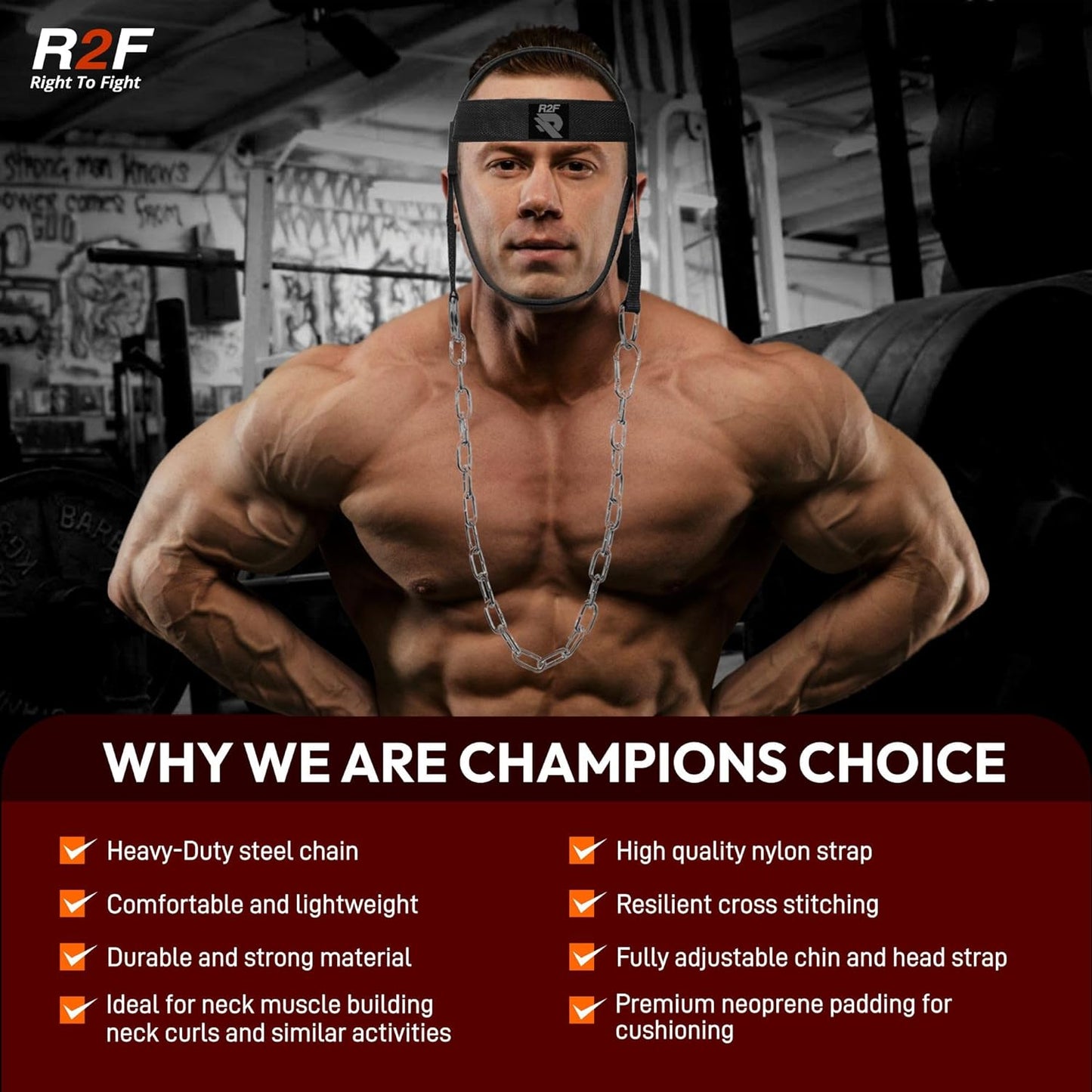 Enhance your neck strength with R2F Sports' neck harness weight lifting training. Our specialized equipment and training techniques are designed to help you build a strong and resilient neck. Improve your overall athletic performance and reduce the risk of injury with our effective neck training program.
