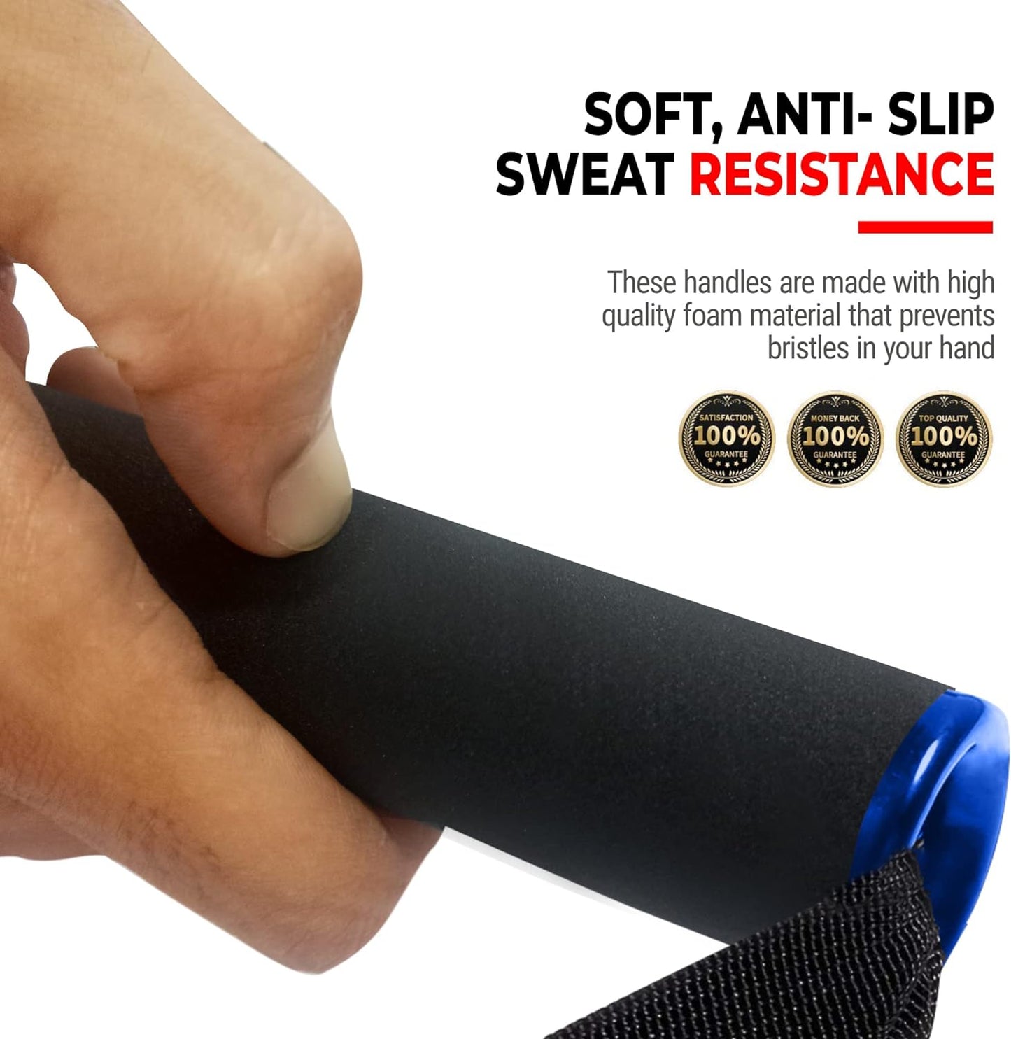 Tricep resistance bands with handles, extension for cable gym rope. Have you ever wondered if your resistance bands are robust enough? R2F Tricep Resistance Bands will help you build muscle and get ripped. These latex-free resistance bands are perfect for a cable gym or just at home.