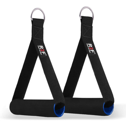 Tricep resistance bands with handles, extension for cable gym rope. Have you ever wondered if your resistance bands are robust enough? R2F Tricep Resistance Bands will help you build muscle and get ripped. These latex-free resistance bands are perfect for a cable gym or just at home.
