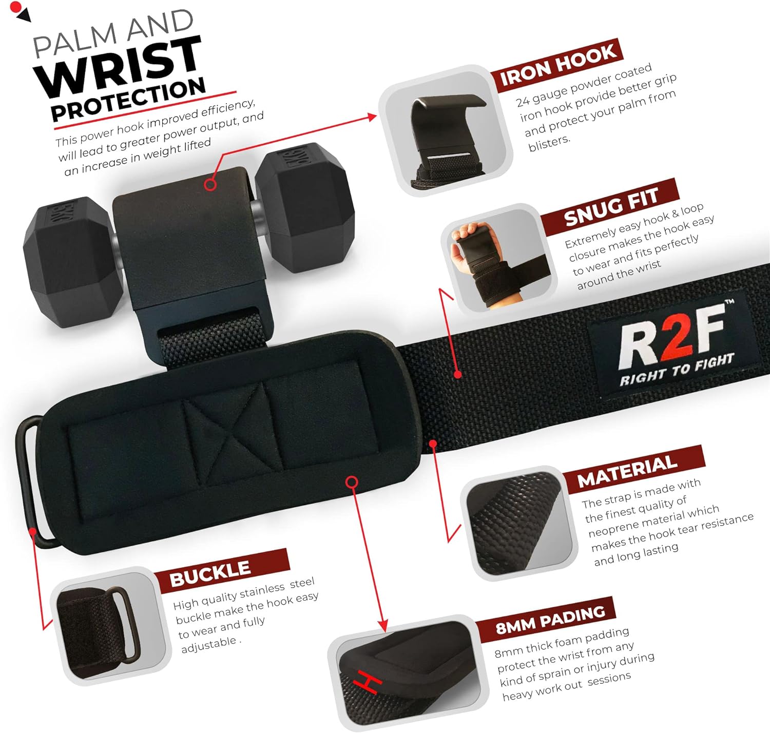 R2F Guantes de levantamiento de pesas, guantes de gimnasio para crossfit,  entrenamiento, culturismo, ejercicio, ciclismo, entrenamiento,  transpirables