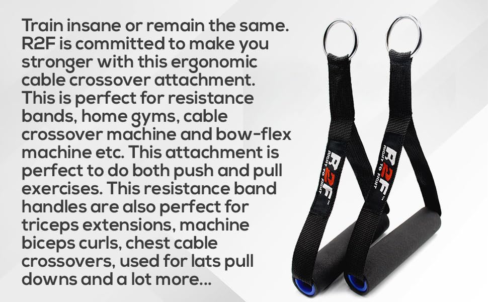 R2F Resistance Band Exercise Fitness Band Grips Cable Machine Attachments, Pair Tricep,Bicep Workout Handle,Training,Strength,Cardio,Gym Accessories