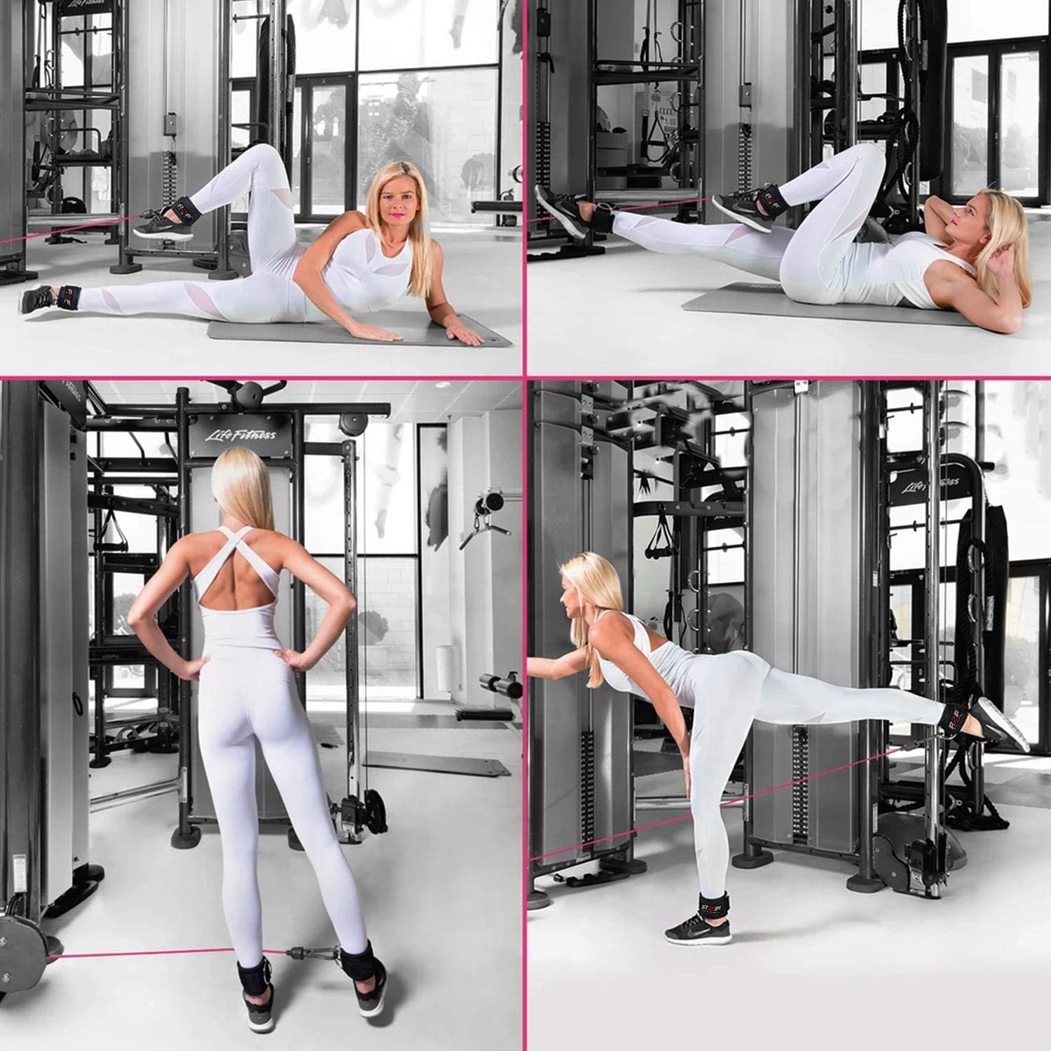 R2F Sangles de Cheville pour Fixations de Machines à Câbles - Pack de 2  Sangles de Fitness Exercice de Gymnastique pour Hommes et Femmes